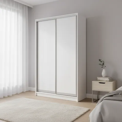 Шафа-купе дводверна 1400×450×2100 мм Білий ДСП EШК 2.3.21.45.14