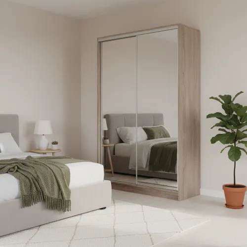 Шафа-купе дводверна 1400×450×2100 мм Дуб Вінтаж оксид Дзеркало EШК 2.2.21.45.14