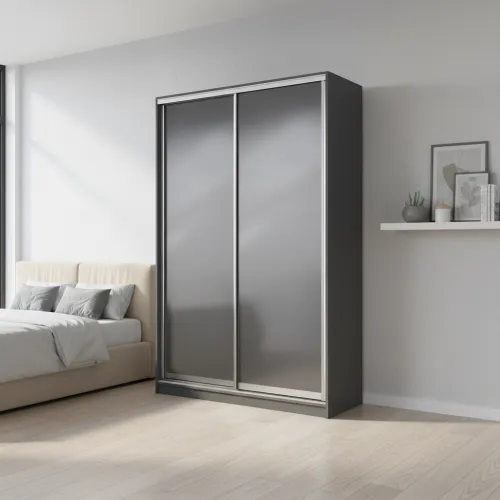 Шафа-купе дводверна 1400×450×2400 мм Антрацит Дзеркало EШК 2.2.24.45.14.1