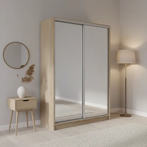 Шафа-купе дводверна 1400×600×2100 мм Дуб Сонома Дзеркало EШК 2.1.21.60.14