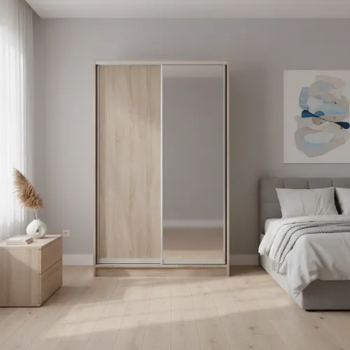 Шафа-купе дводверна 1400×600×2400 мм Дуб Вінтаж оксид ДСП + Дзеркало EШК 2.1.24.60.14.1