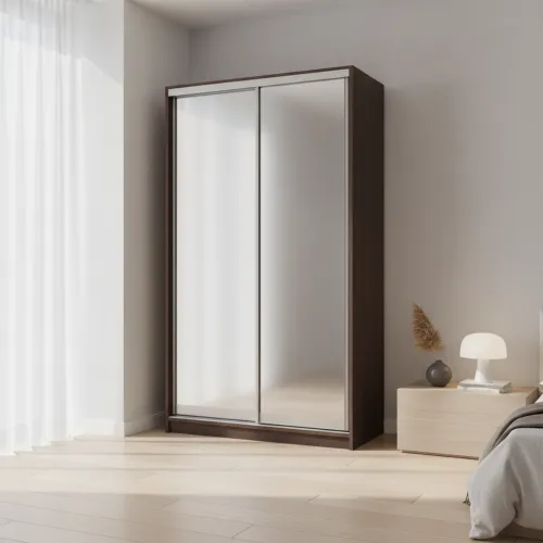 Шафа-купе дводверна 1400×600×2700 мм Дуб Венге магія Дзеркало EШК 2.2.27.60.14