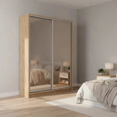 Шафа-купе дводверна 1500×450×2100 мм Дуб крафт золотийДзеркало EШК 2.3.21.45.15