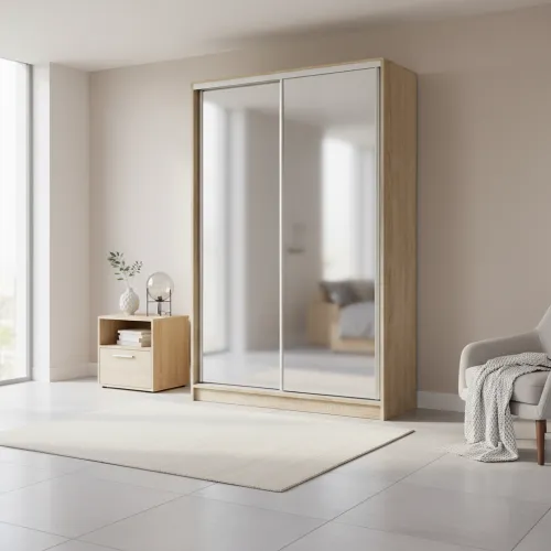 Шафа-купе дводверна 1500×450×2400 мм Дуб СономаДзеркало EШК 2.1.24.45.15.1