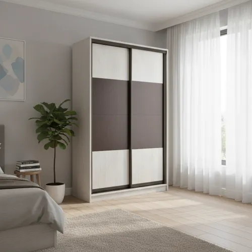 Шафа-купе дводверна 1500×450×2400 мм Ясен Серфсайд ЧистийК024 ДСП Дуб Венге магія EКШК 2.1.24.45.15