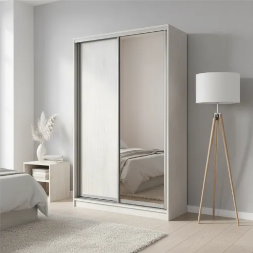 Шафа-купе дводверна 1500×450×2400 мм Ясен Серфсайд ЧистийК024ДСП + Дзеркало EШК 2.2.24.45.15.1