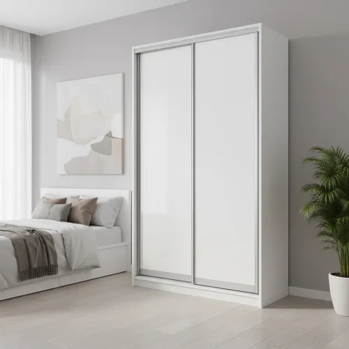 Шафа-купе дводверна 1500×450×2700 мм Білий ДСП EШК 2.2.27.45.15