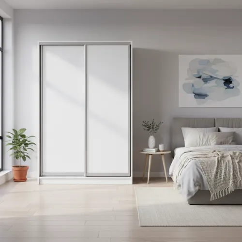 Шафа-купе дводверна 1500×600×2100 мм Білий ДСП EШК 2.1.21.60.15.1