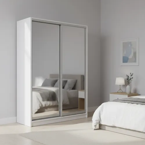 Шафа-купе дводверна 1500×600×2100 мм Білий Дзеркало EШК 2.2.21.60.15