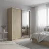Шафа-купе дводверна 1500×600×2100 мм Дуб Сонома ДСП + Дзеркало EШК 2.3.21.60.15