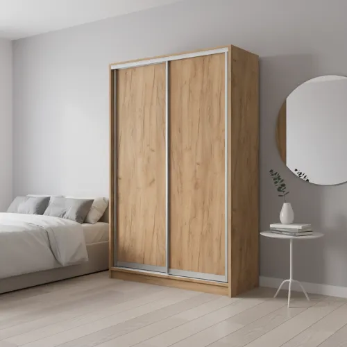 Шафа-купе дводверна 1500×600×2400 мм Дуб Крафт Золотий ДСП EШК 2.3.24.60.15