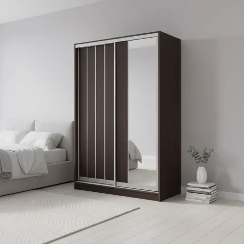 Шафа-купе дводверна 1500×600×2400 мм Дуб Венге магія ДСП + Дзеркало EКШК 2.2.24.60.15