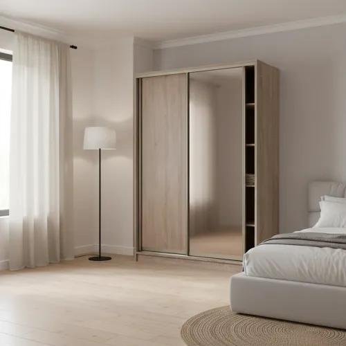 Шафа-купе дводверна 1500×600×2400 мм Дуб Вінтаж оксид ДСП + Дзеркало EШК 2.2.24.60.15.2