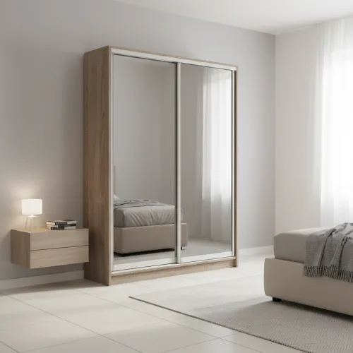 Шафа-купе дводверна 1600×450×2100 мм Дуб Вінтаж оксид Дзеркало EШК 2.3.21.45.16