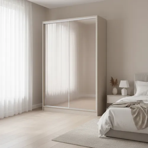 Шафа-купе дводверна 1600×450×2100 мм Кашемір Дзеркало EШК 2.2.21.45.16