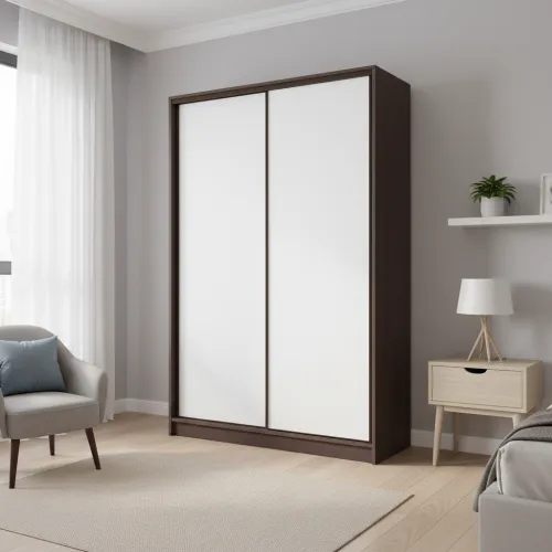 Шафа-купе дводверна 1600×450×2400 мм Дуб Венге магія Білий EШК 2.3.24.45.16