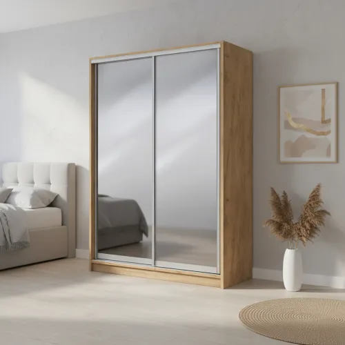 Шафа-купе дводверна 1600×600×2100 мм Дуб крафт золотий Дзеркало EШК 2.1.21.60.16