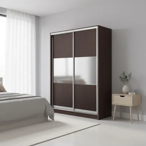 Шафа-купе дводверна 1600×600×2100 мм Дуб Венге магія ДСП + Дзеркало EКШК 2.2.21.60.16