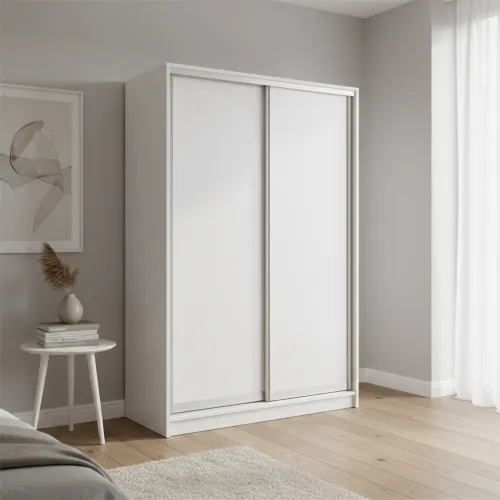 Шафа-купе дводверна 1600×600×2400 мм Білий ДСП EШК 2.1.24.60.16