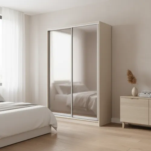 Шафа-купе дводверна 1600×600×2400 мм Кашемір Дзеркало EШК 2.1.24.60.16.1