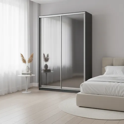 Шафа-купе дводверна 1600×600×2700 мм Антрацит Дзеркало EШК 2.3.27.60.16