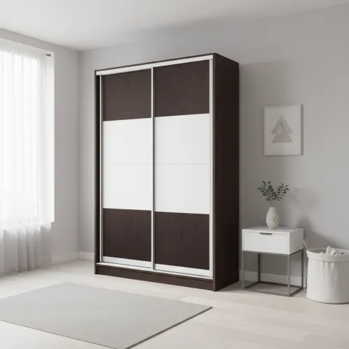 Шкаф-купе двухдверный 1700х450х2400 мм Дуб Венге магия ДСП белый EКШК 2.3.24.45.17