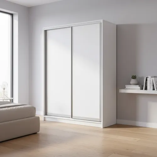 Шафа-купе дводверна 1700×600×2100 мм Білий ДСП EШК 2.1.21.60.17