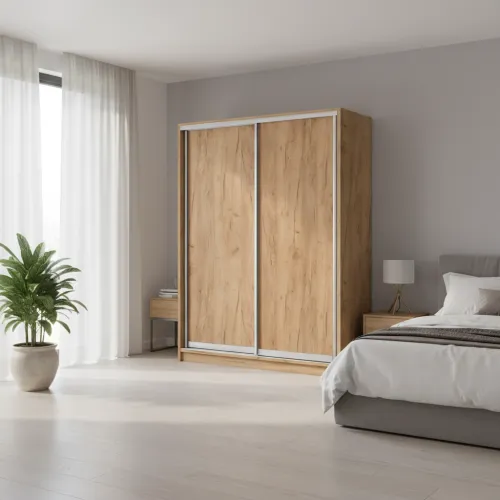 Шафа-купе дводверна 1700×600×2100 мм Дуб крафт золотий ДСП EШК 2.1.21.60.17.1