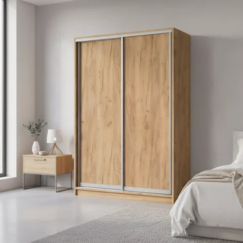 Шафа-купе дводверна 1700×600×2400 мм Дуб Крафт Золотий ДСП EШК 2.3.24.60.17