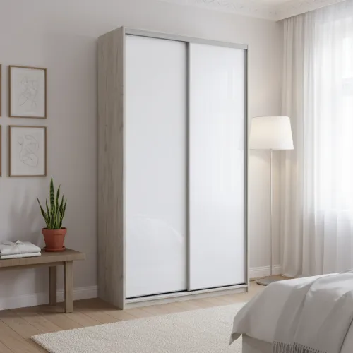 Шафа купе Сіті Лайт Слім Біле Дерево Скло Біле 120х45х225 (44900293)