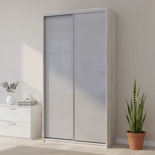 Шафа купе Сіті Лайт Слім Біле Дерево Скло Сіре 120х45х225 (44900294)