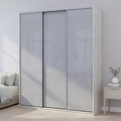 Шафа купе Сіті Лайт Слім Біле Дерево Скло Сіре 180х60х225 (44900304)