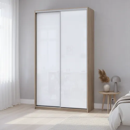 Шафа купе Сіті Лайт Слім Дуб Сонома Скло Біле 120х45х225 (44900308)