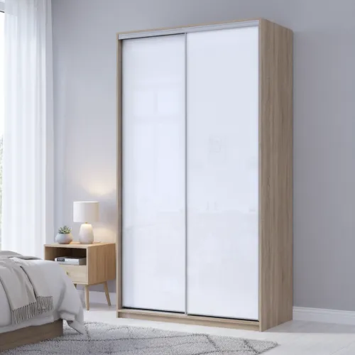 Шафа купе Сіті Лайт Слім Дуб Сонома Скло Біле 120х60х225 (44900311)