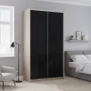 Шафа купе Сіті Лайт Слім Дуб Сонома Скло Чорне 120х60х225 (44900313)