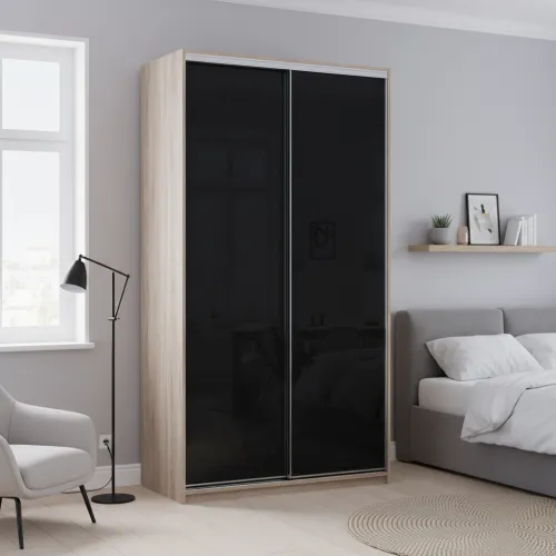 Шафа купе Сіті Лайт Слім Дуб Сонома Скло Чорне 120х60х225 (44900313)