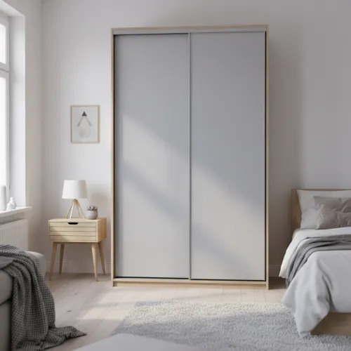 Шафа купе Сіті Лайт Слім Дуб Сонома Скло Сіре 120х45х225 (44900309)