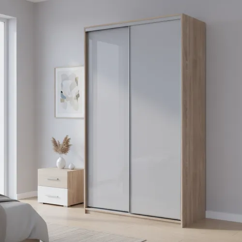 Шафа купе Сіті Лайт Слім Дуб Сонома Скло Сіре 120х60х225 (44900312)