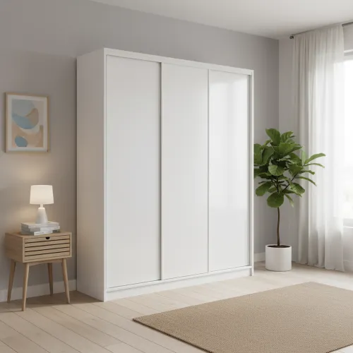 Шкаф-купе трехдверный 1800х450х2400 мм белый ДСП белый EШК 3.1.24.45.18.2