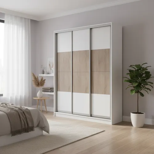 Шкаф-купе трехдверный 1800х450х2400 мм белый ДСП Дуб Винтаж оксид EКШК 3.1.24.45.18