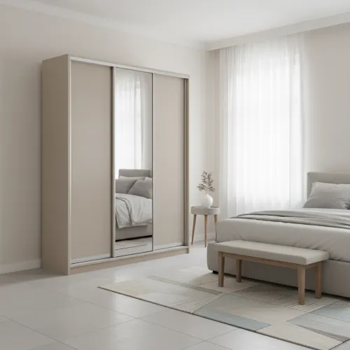 Шкаф-купе трехдверный 1800х450х2400 мм Кашемир ДСП + Зеркало EШК 3.3.24.45.18