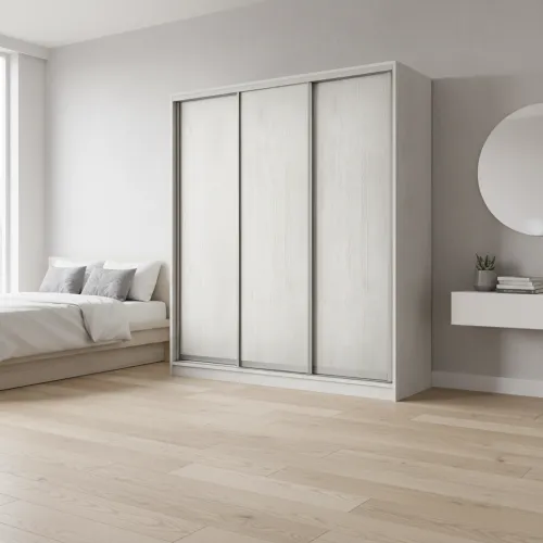 Шкаф-купе трехдверный 1800х600х2100 мм Ясень Серфсайд чистый К024 ДСП EШК 3.3.21.60.18