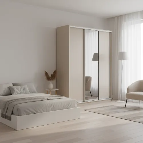 Шкаф-купе трехдверный 1800х600х2400 мм Кашемир ДСП + Зеркало EШК 3.4.24.60.18