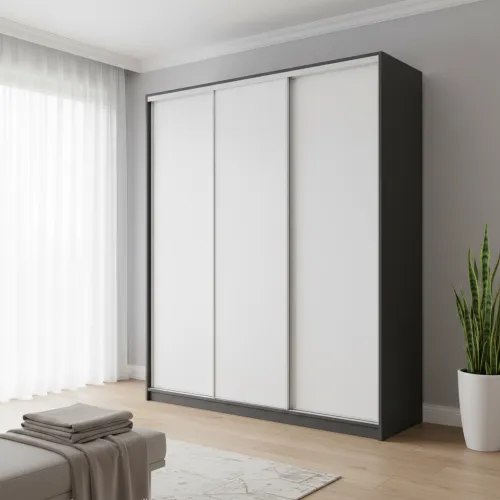 Шкаф-купе трехдверный 1800х600х2700 мм Антрацит ДСП белый EШК 3.3.27.60.18