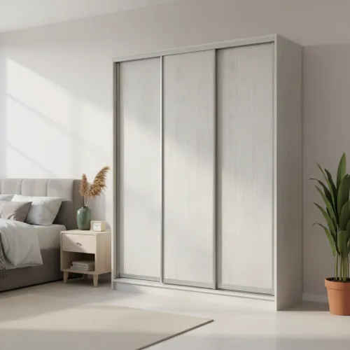 Шафа-купе тридверна 1900×450×2400 мм Ясен Серфсайд ЧистийК024 ДСП EШК 3.1.24.45.19