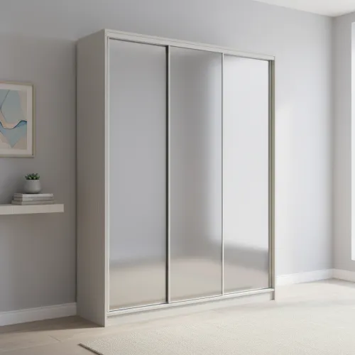 Шафа-купе тридверна 1900×450×2400 мм Ясен Серфсайд ЧистийК024 Дзеркало EШК 3.1.24.45.19.2