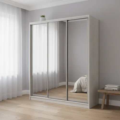 Шафа-купе тридверна 1900×600×2100 мм Ясен Серфсайд ЧистийК024 Дзеркало EШК 3.3.21.60.19