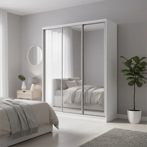 Шафа-купе тридверна 1900×600×2400 мм Білий Дзеркало EШК 3.3.24.60.19.1