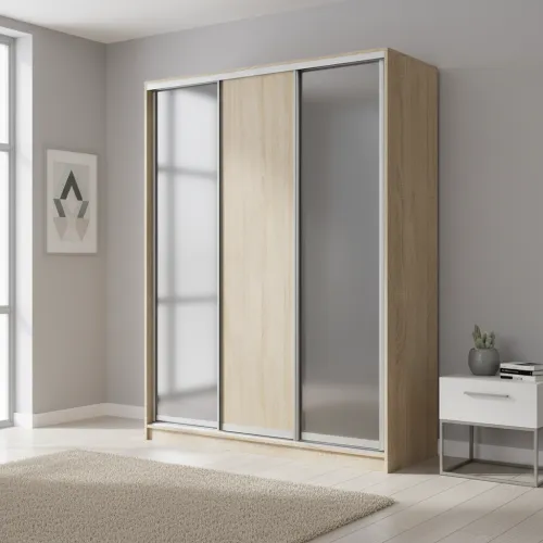 Шафа-купе тридверна 1900×600×2400 мм Дуб Сонома ДСП + Дзеркало EШК 3.3.24.60.19