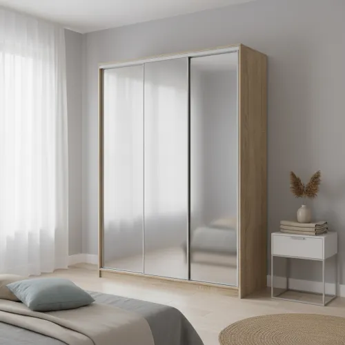 Шафа-купе тридверна 1900×600×2400 мм Дуб Сонома Дзеркало EШК 3.2.24.60.19.1